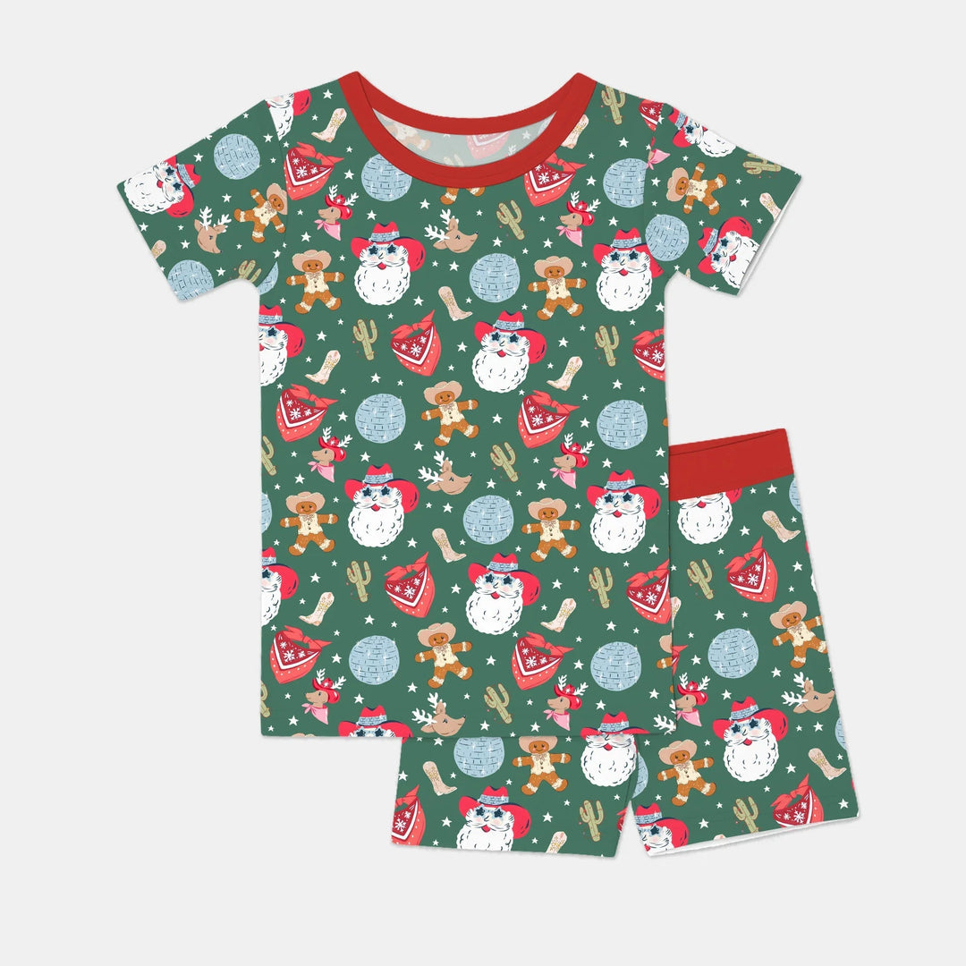 Lovely Western Christmas Boy Two Piece Short Sleeve Shorts Pajama Set - Zumbamboo