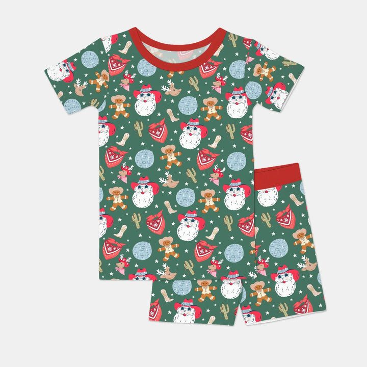 Lovely Western Christmas Boy Two Piece Short Sleeve Shorts Pajama Set - Zumbamboo
