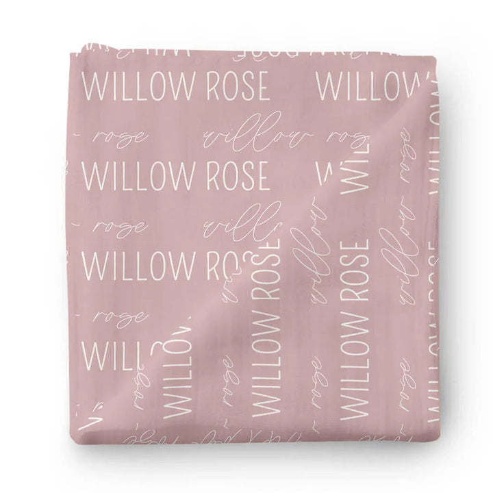 Personalized Baby Name Swaddle Blanket Block & Script , Personalized Baby Name Swaddle Blanket Block & Script - Script / Mauve