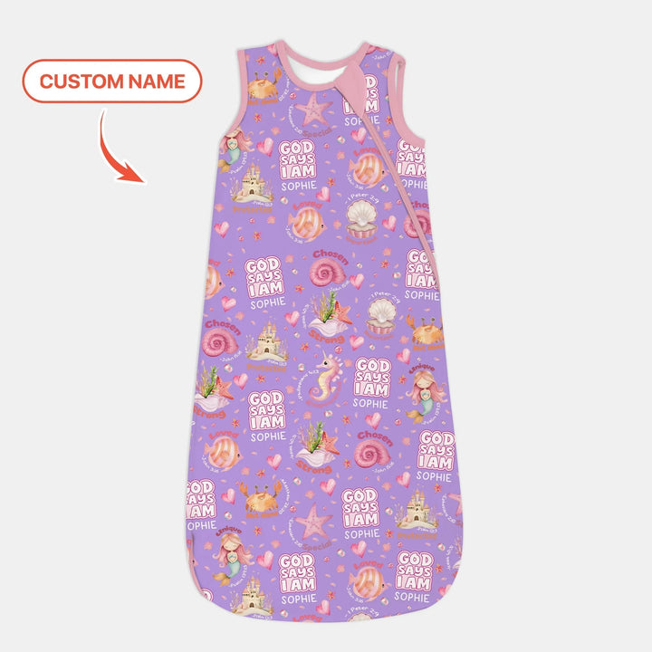 Mermaid God Says I Am Custom Name Sleep Bag - Zumbamboo