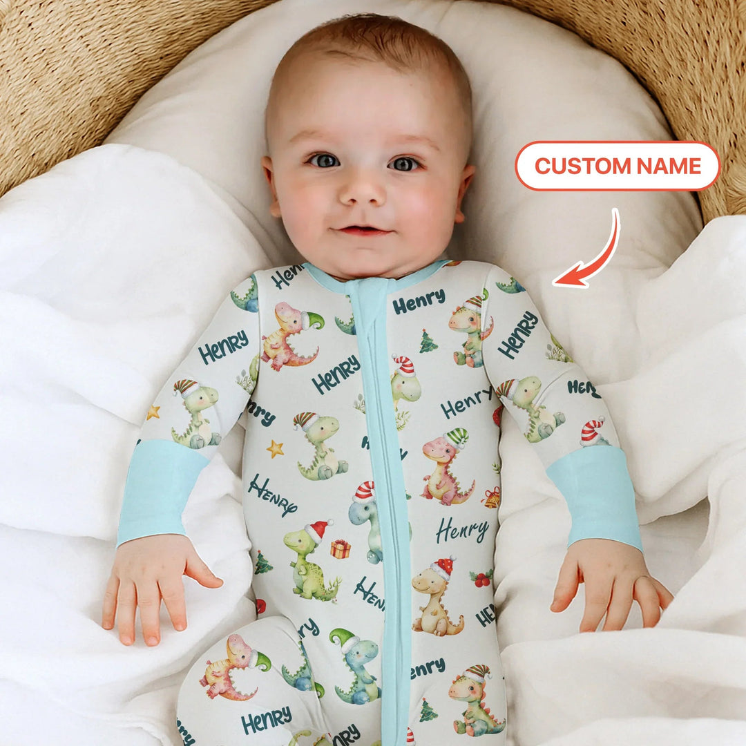 Merry Christmas Dinosaur Custom Name Convertible Zippy - Zumbamboo