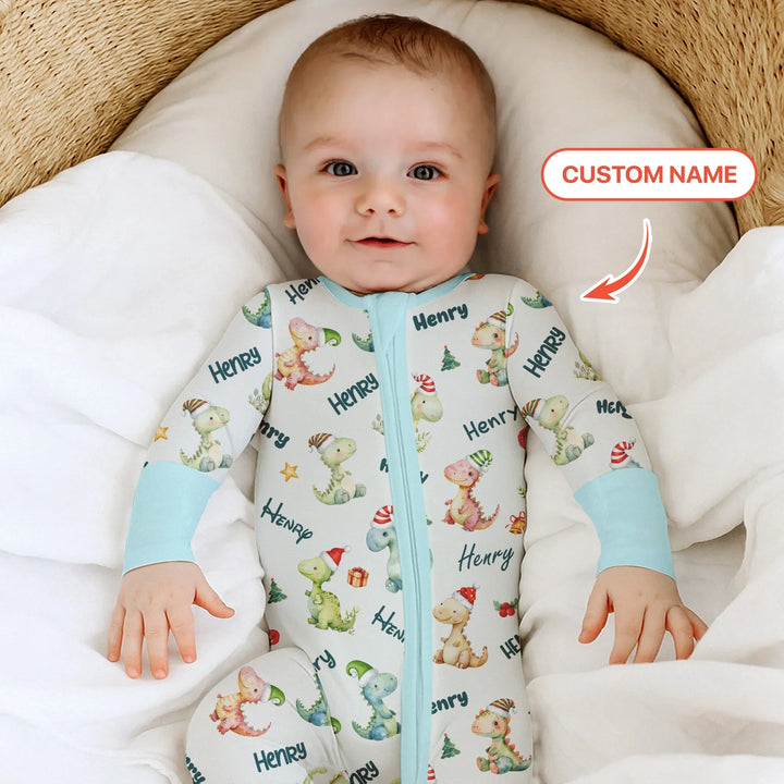 Merry Christmas Dinosaur Custom Name Convertible Zippy - Zumbamboo