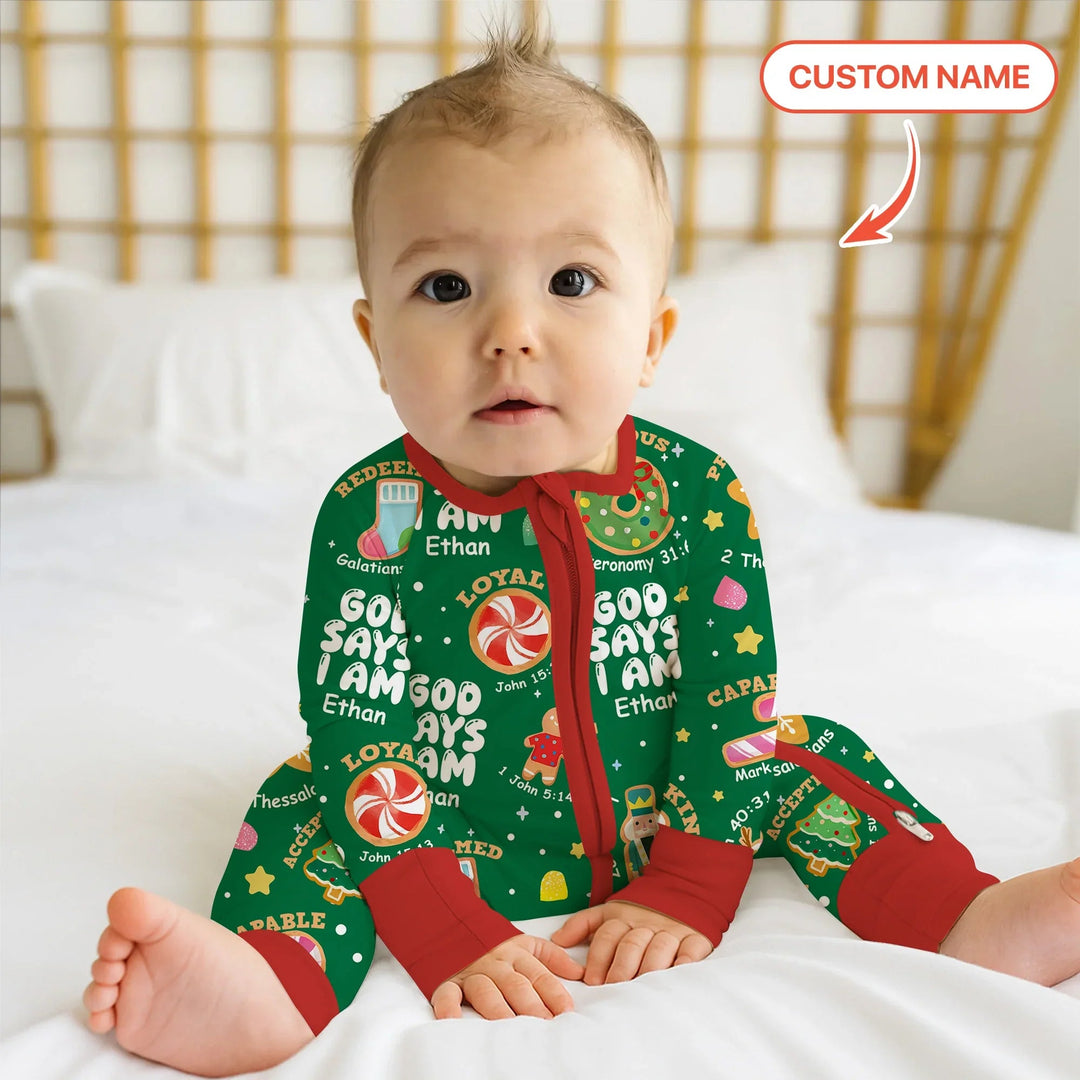 Merry Christmas God Says I Am Custom Name Convertible Zippy - Zumbamboo