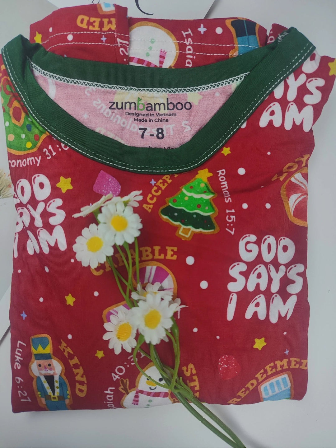 Merry Christmas God Says I Am Two Piece Long Sleeve Pajama Set - Zumbamboo - Zumbamboo