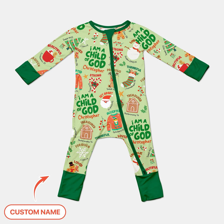 Merry Christmas I Am A Child Of God Custom Name Convertible Zippy - Zumbamboo