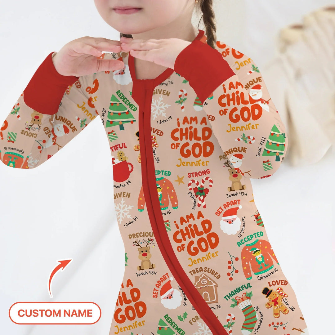 Merry Christmas I Am A Child Of God Custom Name Convertible Zippy - Zumbamboo