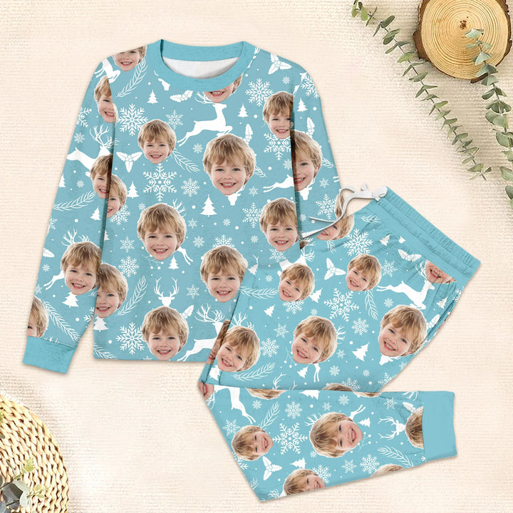 Custom Photo Christmas Two Piece Long Sleeve Pajama Set , Custom Photo Christmas Two Piece Long Sleeve Pajama Set - 12-18M
