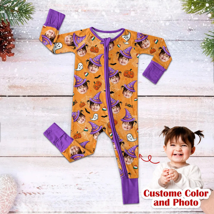 Halloween Custom Face Convertible Zippered Romper , Halloween Custom Face Convertible Zippered Romper - Newborn