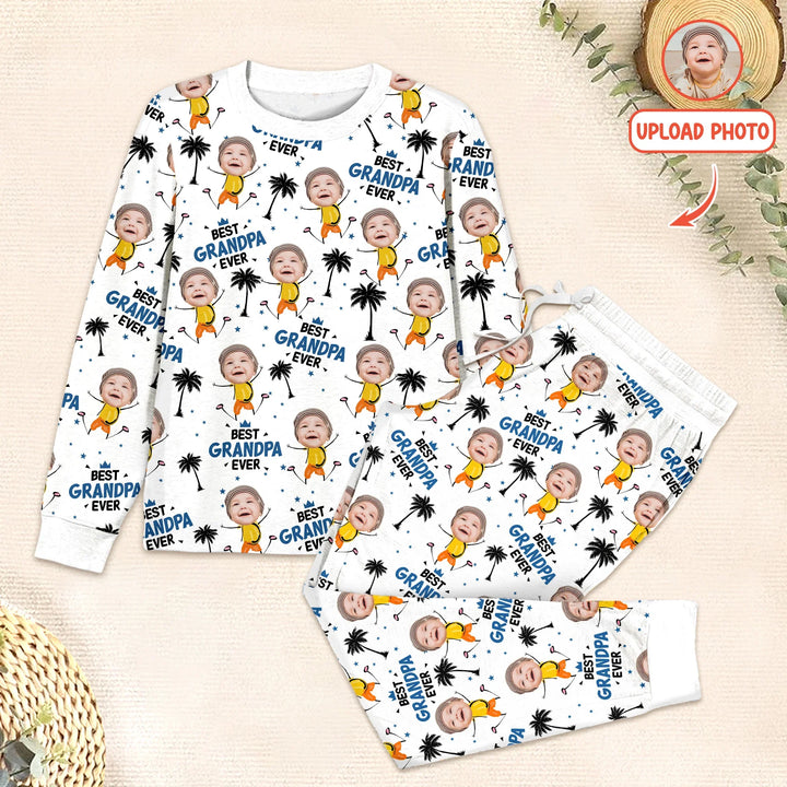 Custom Photo Best Dad Grandpa Ever Men's Pajama Set For Christmas , Custom Photo Best Dad Grandpa Ever Men's Pajama Set For Christmas - Only Shirt / XS