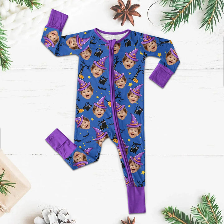 Halloween Custom Face Convertible Zippered Romper , Halloween Custom Face Convertible Zippered Romper - Newborn