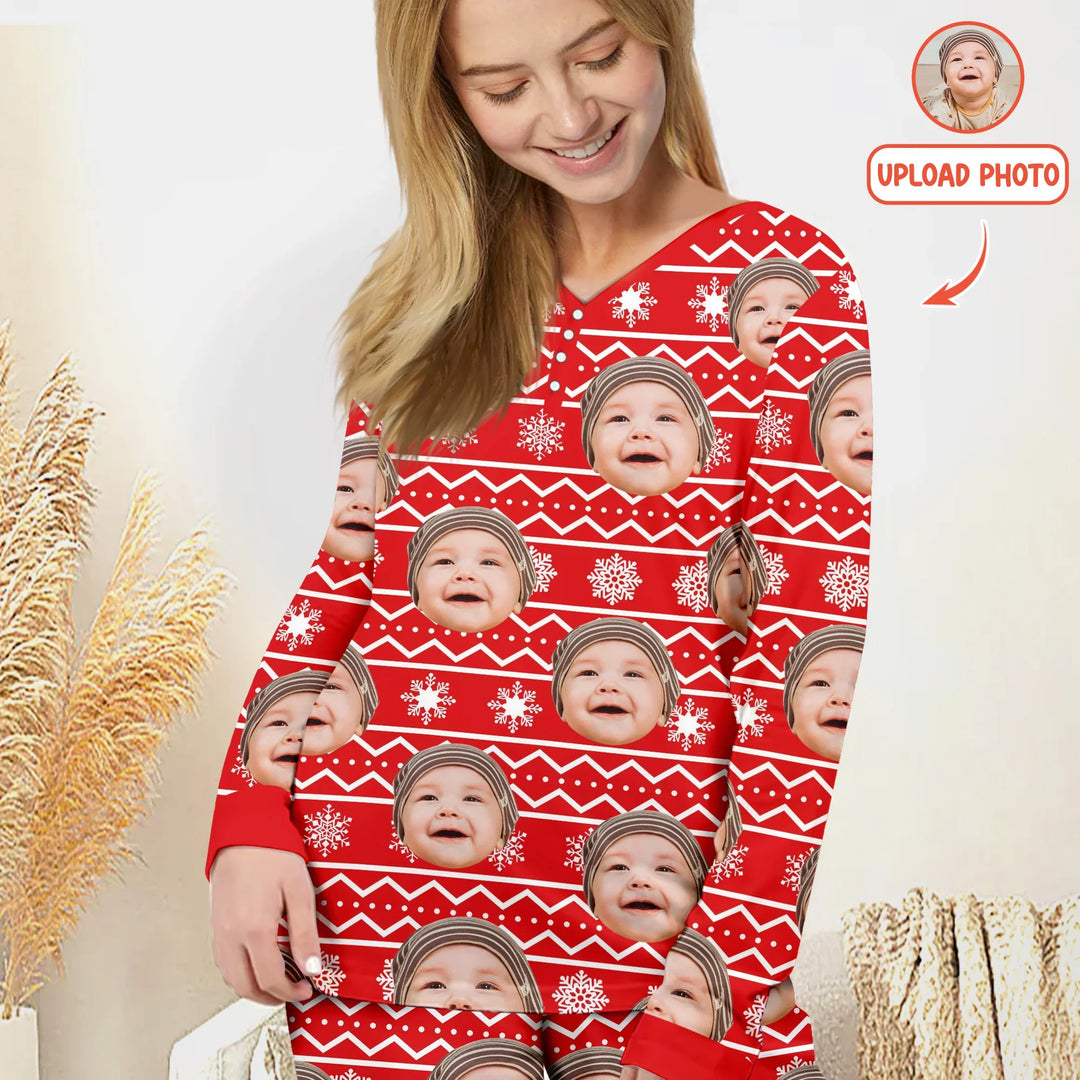 Custom Photo Christmas Women Pajama Set , Custom Photo Christmas Women Pajama Set - Only Shirt / S