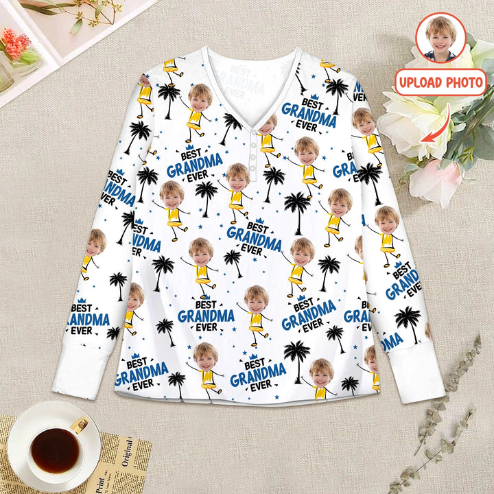 Custom Photo Best Mom Nana Ever Women Pajama Set For Christmas , Custom Photo Best Mom Nana Ever Women Pajama Set For Christmas - Only Shirt / S