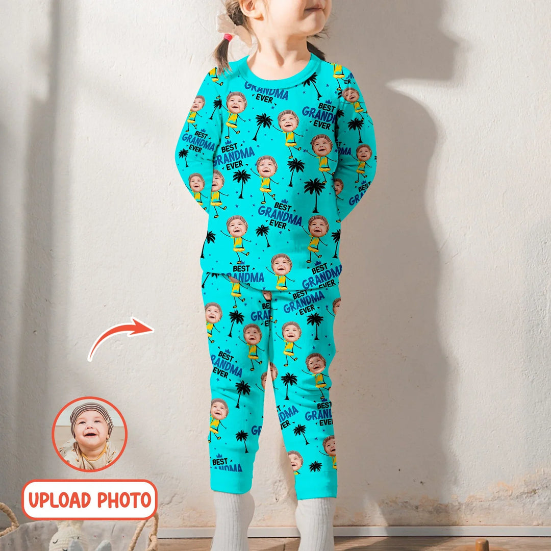 Custom Photo Best Mom Nana Ever Two Piece Long Sleeve Pajama Set For Christmas , Custom Photo Best Mom Nana Ever Two Piece Long Sleeve Pajama Set For Christmas - 12-18M