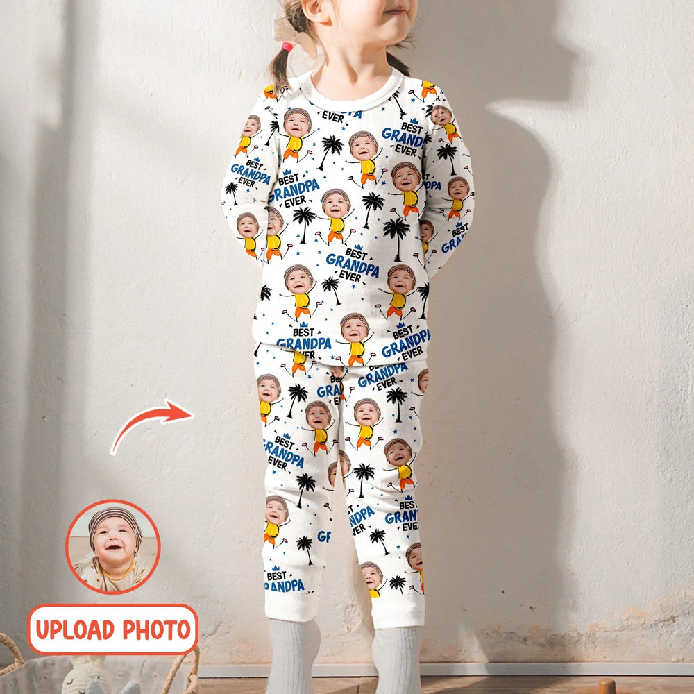 Custom Photo Best Dad Grandpa Eve Two Piece Long Sleeve Pajama Set For Christmas , Custom Photo Best Dad Grandpa Eve Two Piece Long Sleeve Pajama Set For Christmas - 12-18M
