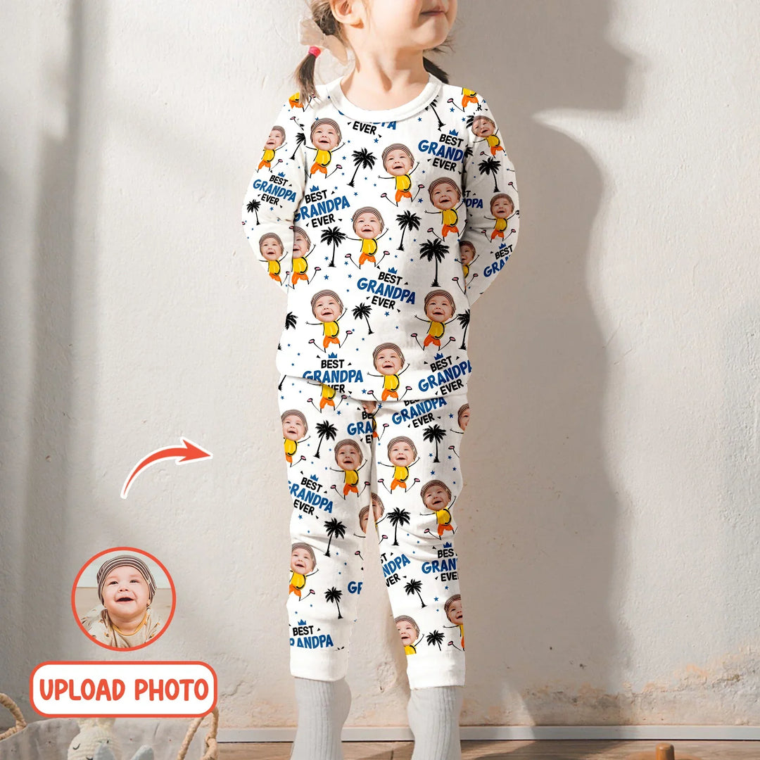 Custom Photo Best Dad Grandpa Eve Two Piece Long Sleeve Pajama Set For Christmas , Custom Photo Best Dad Grandpa Eve Two Piece Long Sleeve Pajama Set For Christmas - 12-18M
