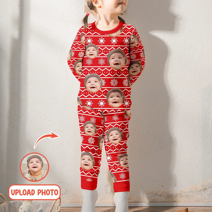 Custom Photo Christmas Two Piece Long Sleeve Pajama Set , Custom Photo Christmas Two Piece Long Sleeve Pajama Set - 12-18M