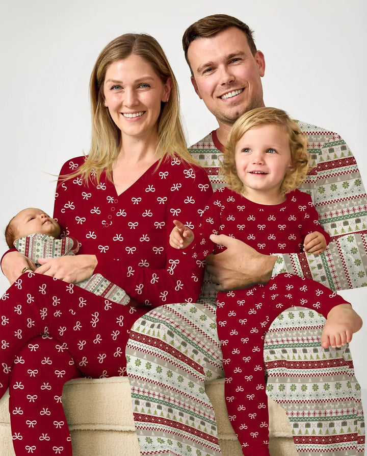 Christmas Fair Isle Red and Green Men's Pajama Set , Christmas Fair Isle Red and Green Men's Pajama Set - Only Shirt / XS