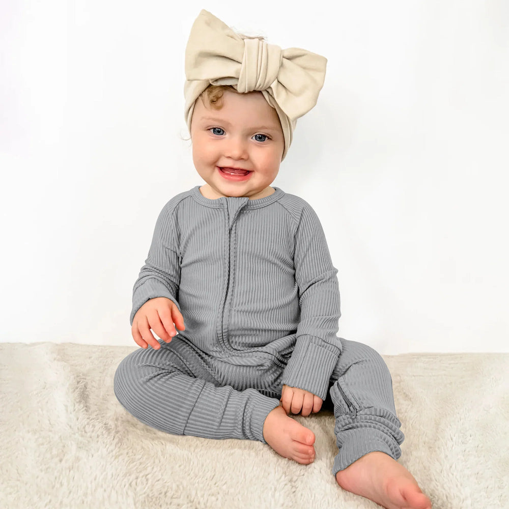 Moon Grey Ribbed Convertible Zippy - Zumbamboo