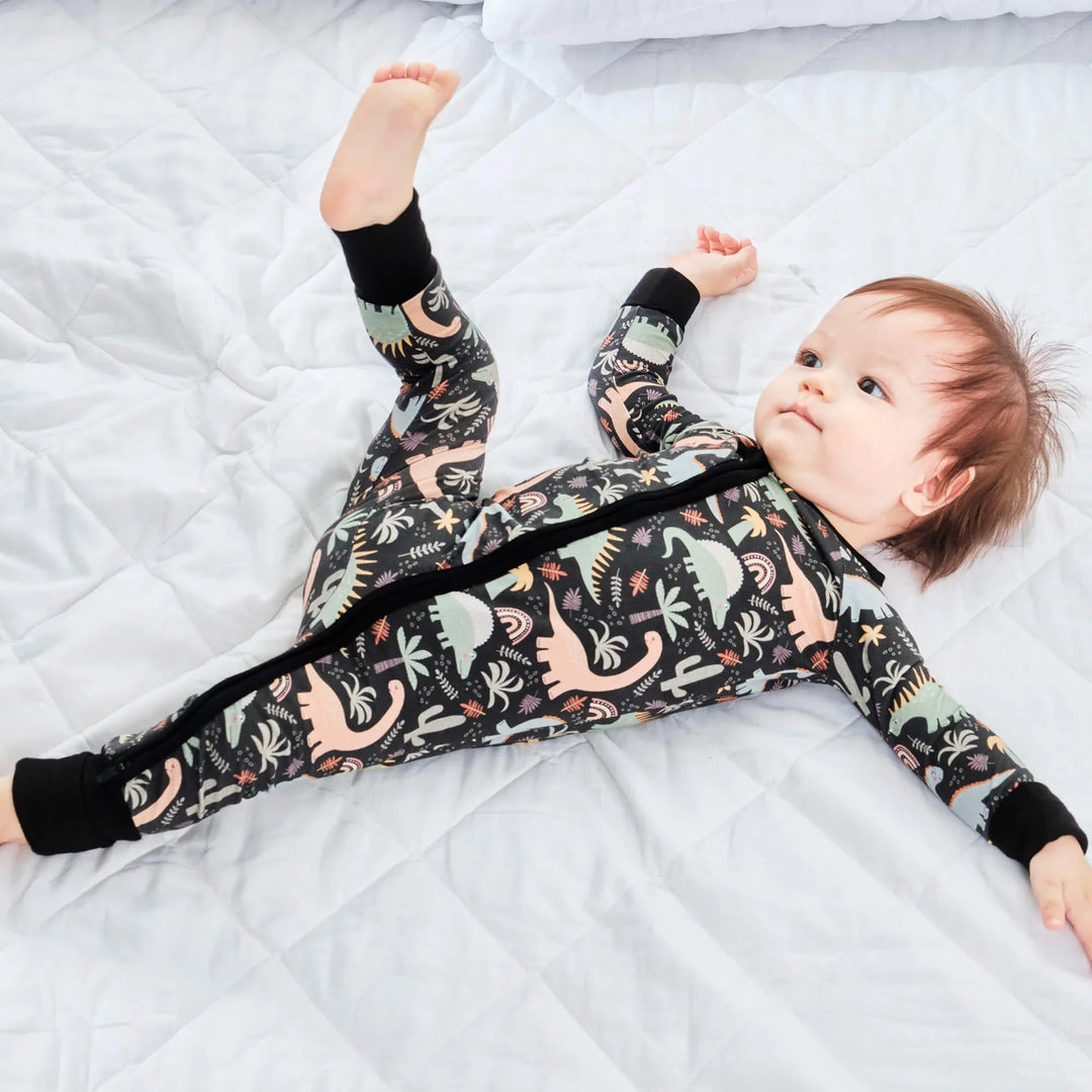 Navy Jurassic Jungle Convertible Zippered Romper - Zumbamboo