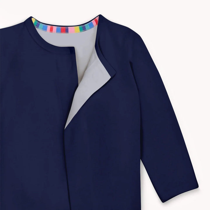 Navy Magnetic Footie Romper - Zumbamboo