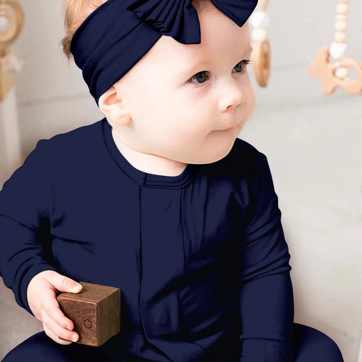 Navy Magnetic Footie Romper - Zumbamboo