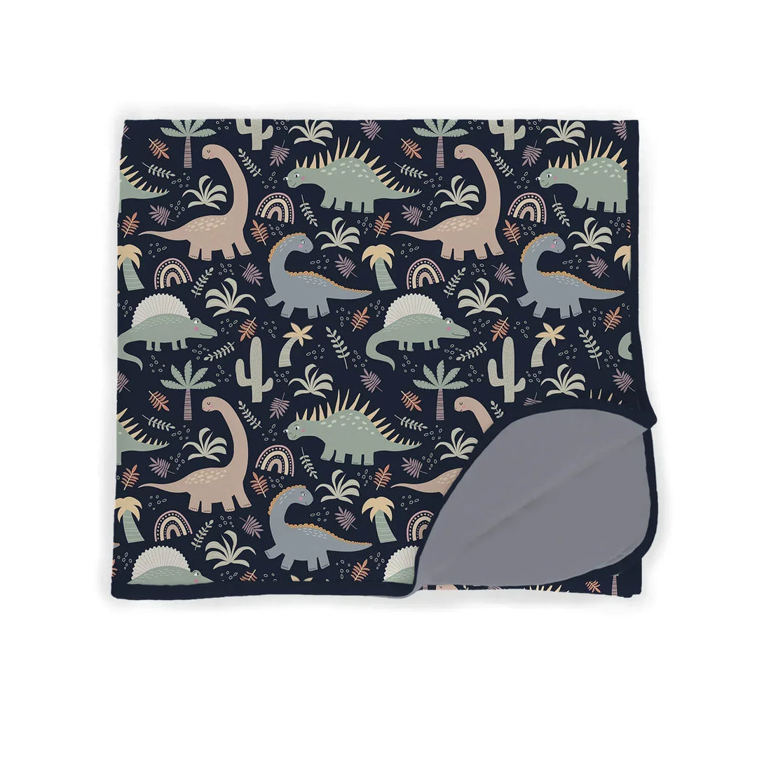Navy Jurassic Jungle Baby Blanket