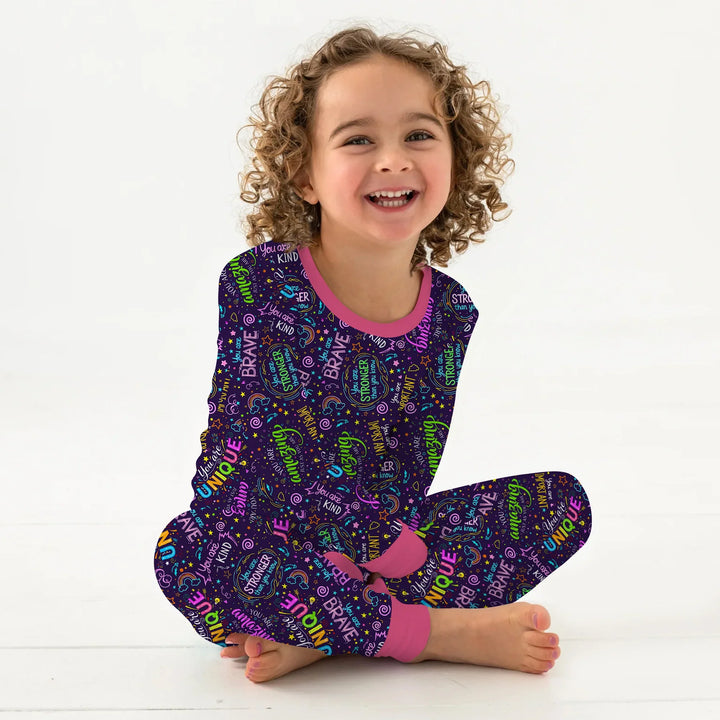 Rainbow Affirmations Two Piece Long Sleeve Pajama Set , Rainbow Affirmations Two Piece Long Sleeve Pajama Set - 12-18M