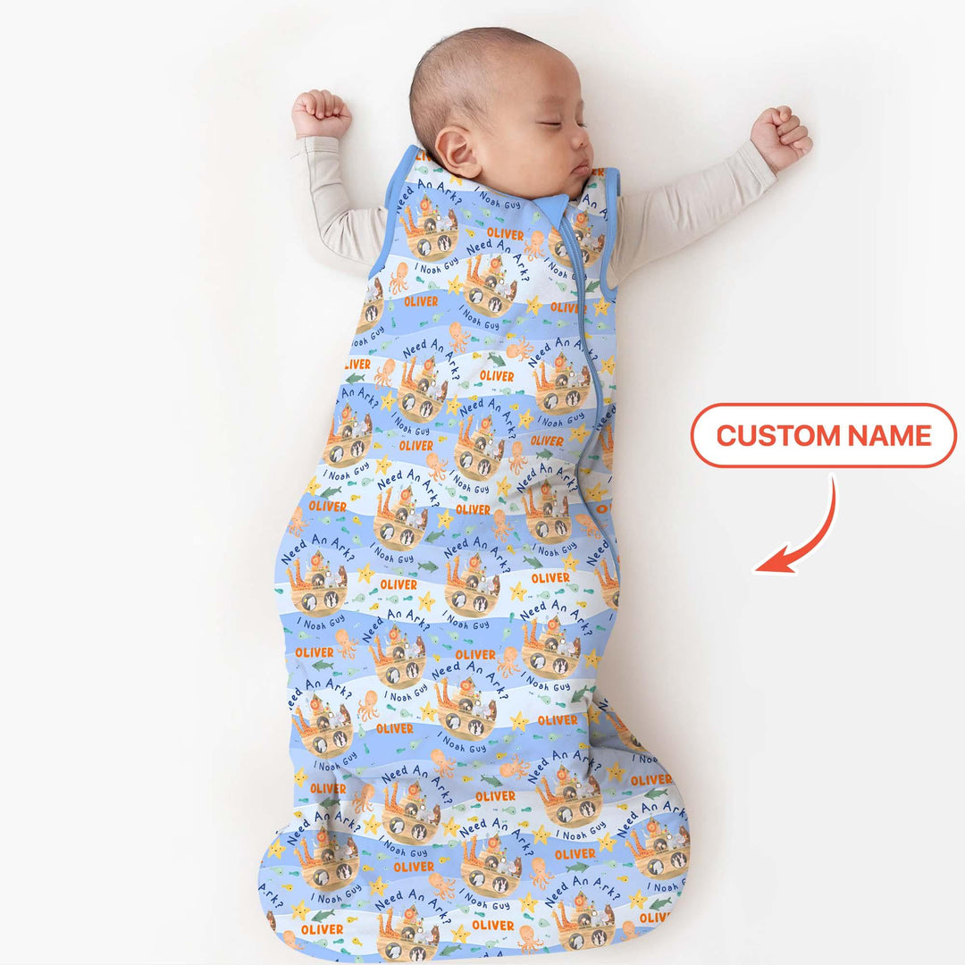 Noah’s Ark Custom Name Boy Sleep Bag - Zumbamboo