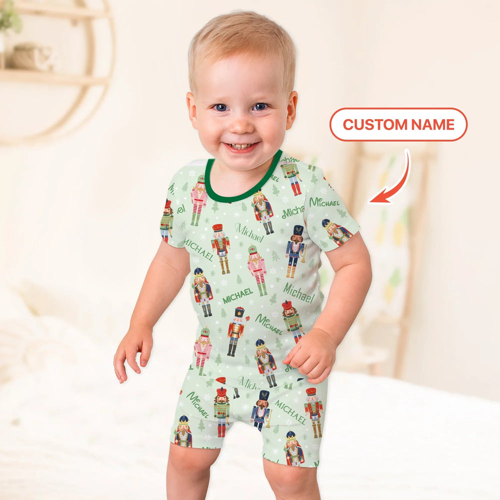 Nutcracker Parade Custom Name Boy Two Piece Short Sleeve Shorts Pajama Set - Zumbamboo