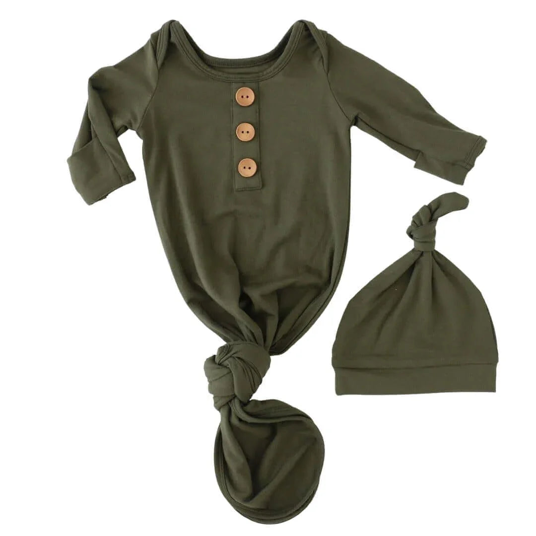 Solid Knot Gown , Solid Knot Gown - Olive / Knot gown only