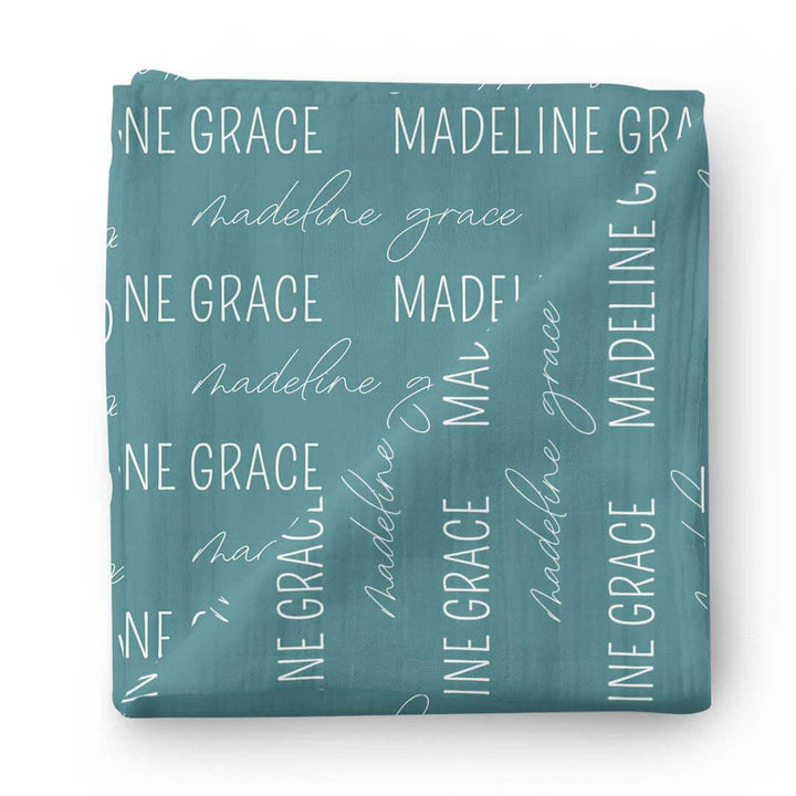 Personalized Baby Name Swaddle Blanket Block & Script - Zumbamboo