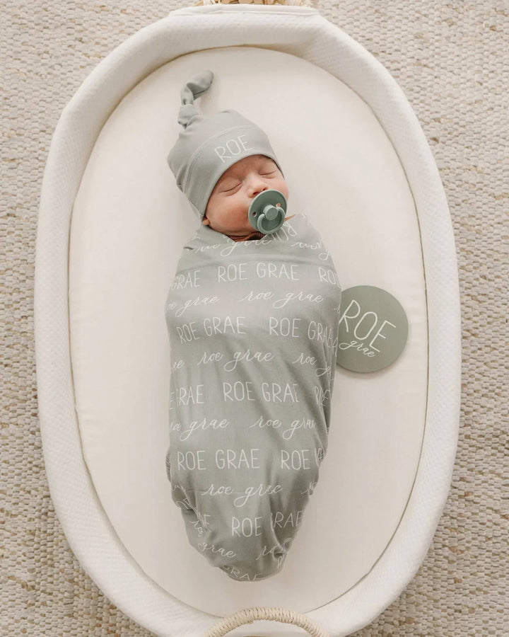 Personalized Baby Name Swaddle Blanket Block & Script - Zumbamboo