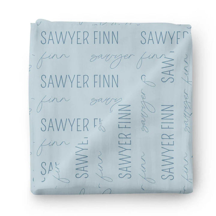 Personalized Baby Name Swaddle Blanket Block & Script - Zumbamboo