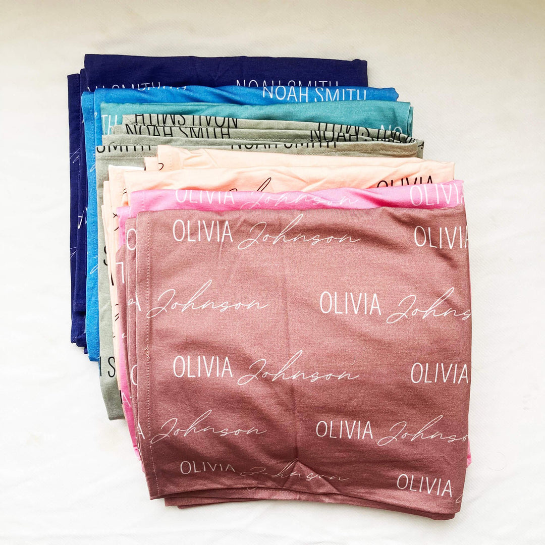 Personalized Baby Name Swaddle Blanket Block & Script - Zumbamboo