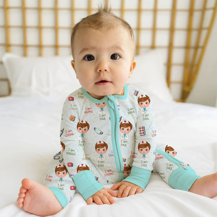 Personalized Dream Jobs Convertible Zippered Romper - Doctor - Zumbamboo