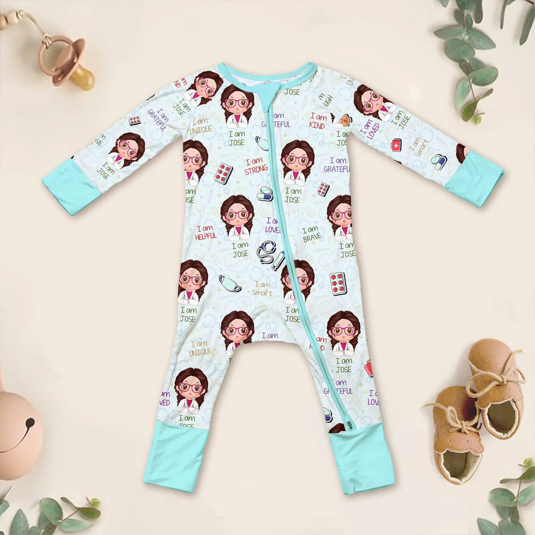 Personalized Dream Jobs Convertible Zippered Romper - Doctor - Zumbamboo