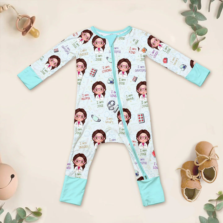 Personalized Dream Jobs Convertible Zippered Romper - Doctor - Zumbamboo