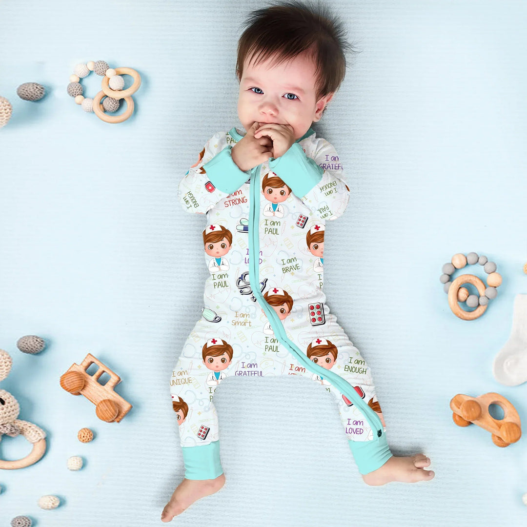 Personalized Dream Jobs Convertible Zippered Romper - Doctor - Zumbamboo
