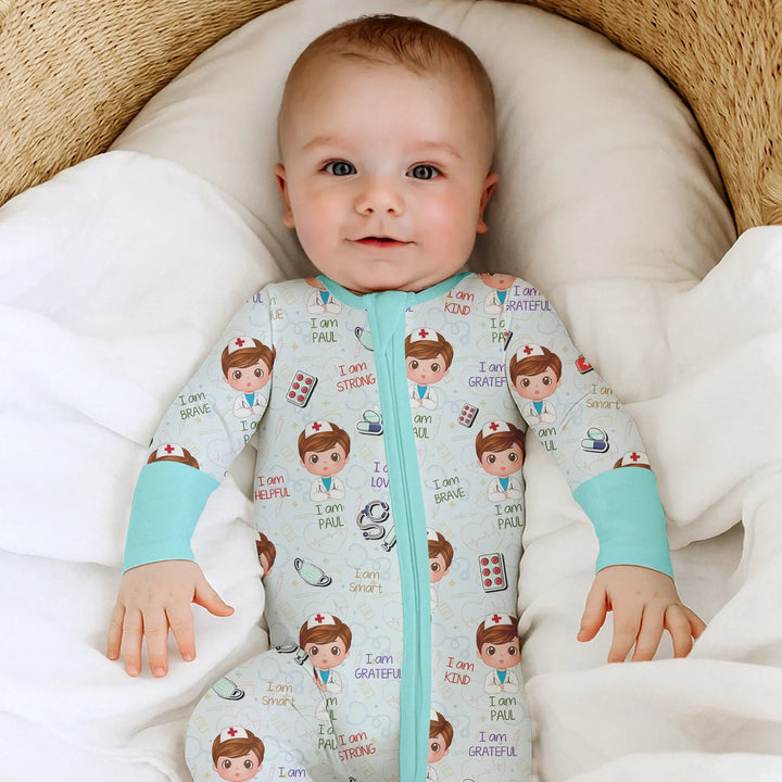 Personalized Dream Jobs Convertible Zippered Romper - Doctor - Zumbamboo