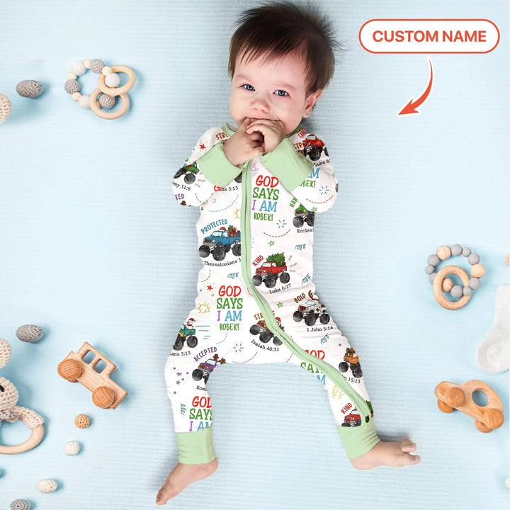 Personalized God Says I Am Christmas Monster Truck Convertible Zippy - Zumbamboo