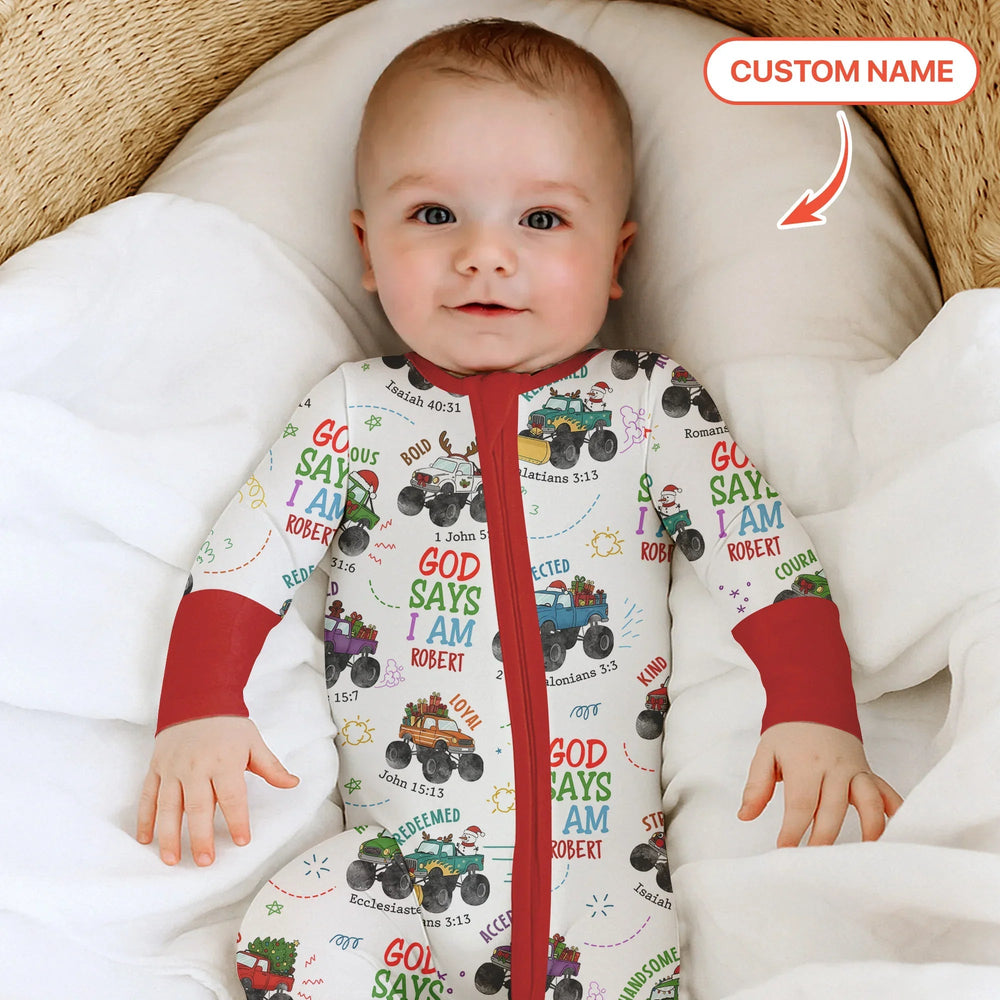Personalized God Says I Am Christmas Monster Truck Convertible Zippy - Zumbamboo