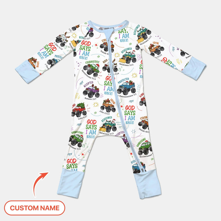 Personalized God Says I Am Christmas Monster Truck Convertible Zippy - Zumbamboo