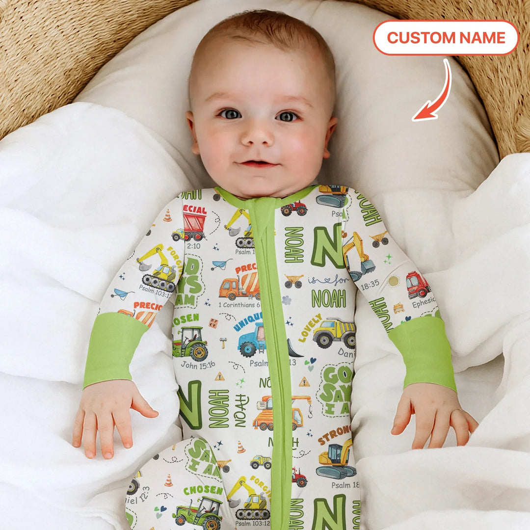 Personalized God Says I Am Construction Vehicules Convertible Zippy - Zumbamboo