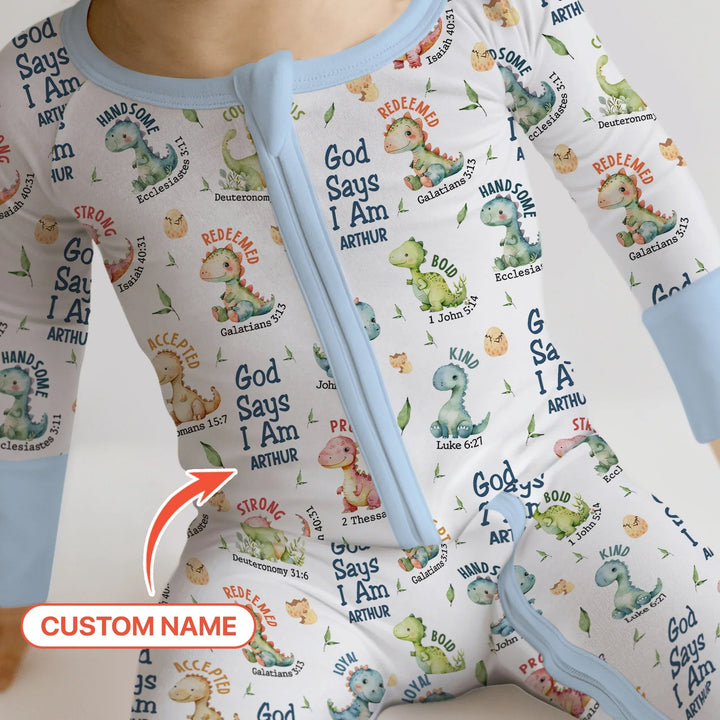 Personalized God Says I Am Dinosaur Convertible Zippy - Zumbamboo