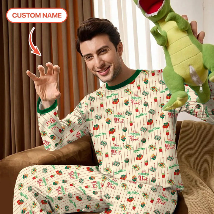 Personalized Our First Christmas Men's Pajama Set - Zumbamboo