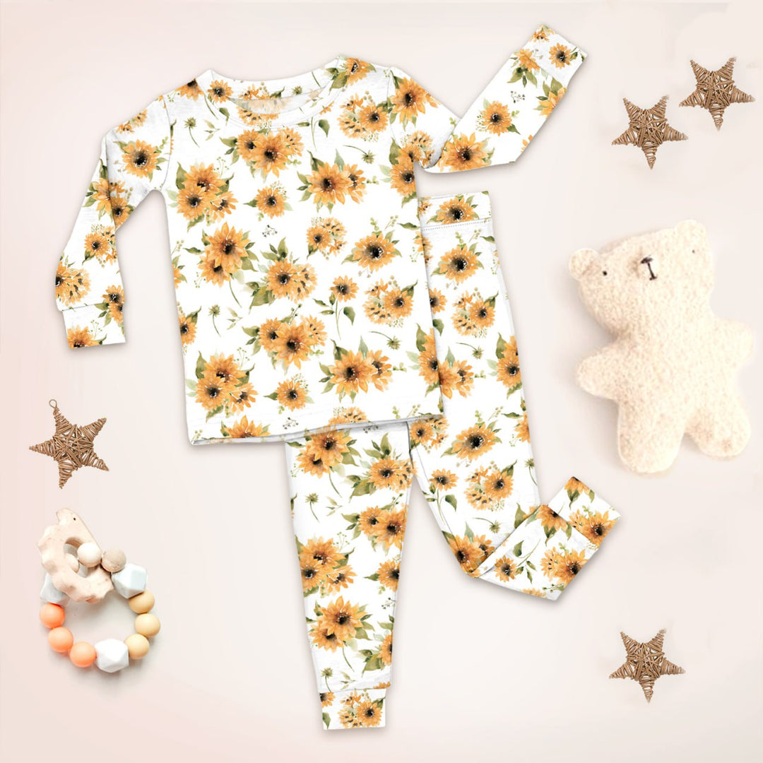 Savannah's Sunflowers Zweiteiliges Langarm-Pyjama-Set