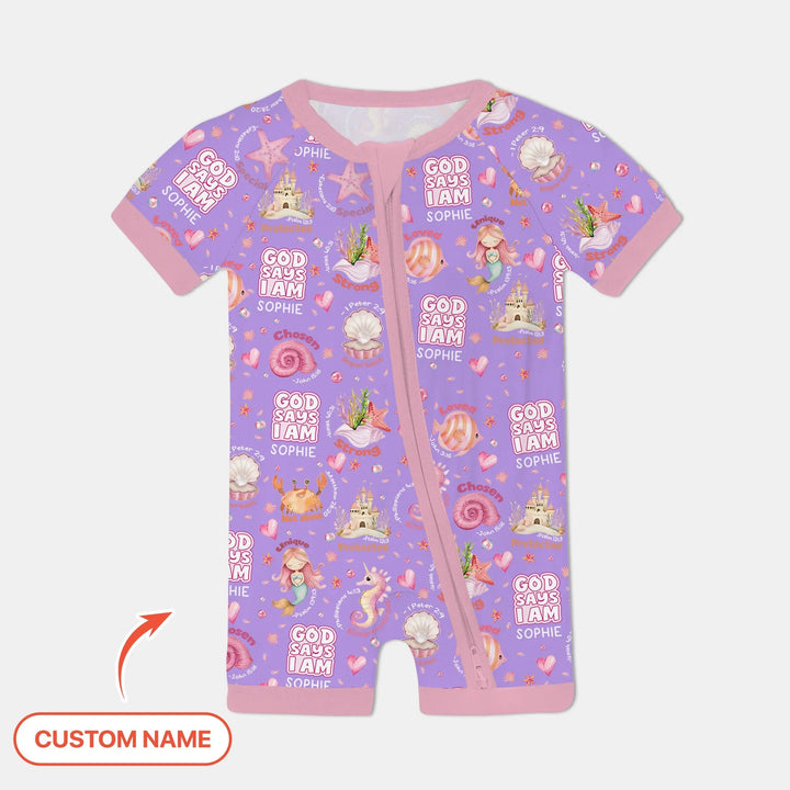 Mermaid God Says I Am Custom Name Shorty Zippy , Mermaid God Says I Am Custom Name Shorty Zippy - 0-3M