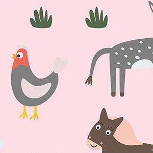 Pink Farm Animals Zippered Footie Romper - Zumbamboo