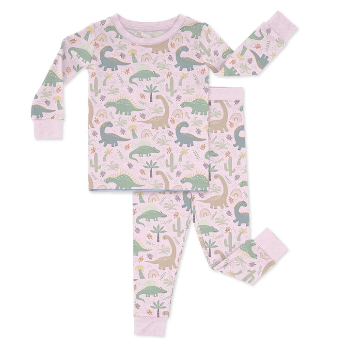 Pink Jurassic Jungle Two Piece Pajama Set - Zumbamboo