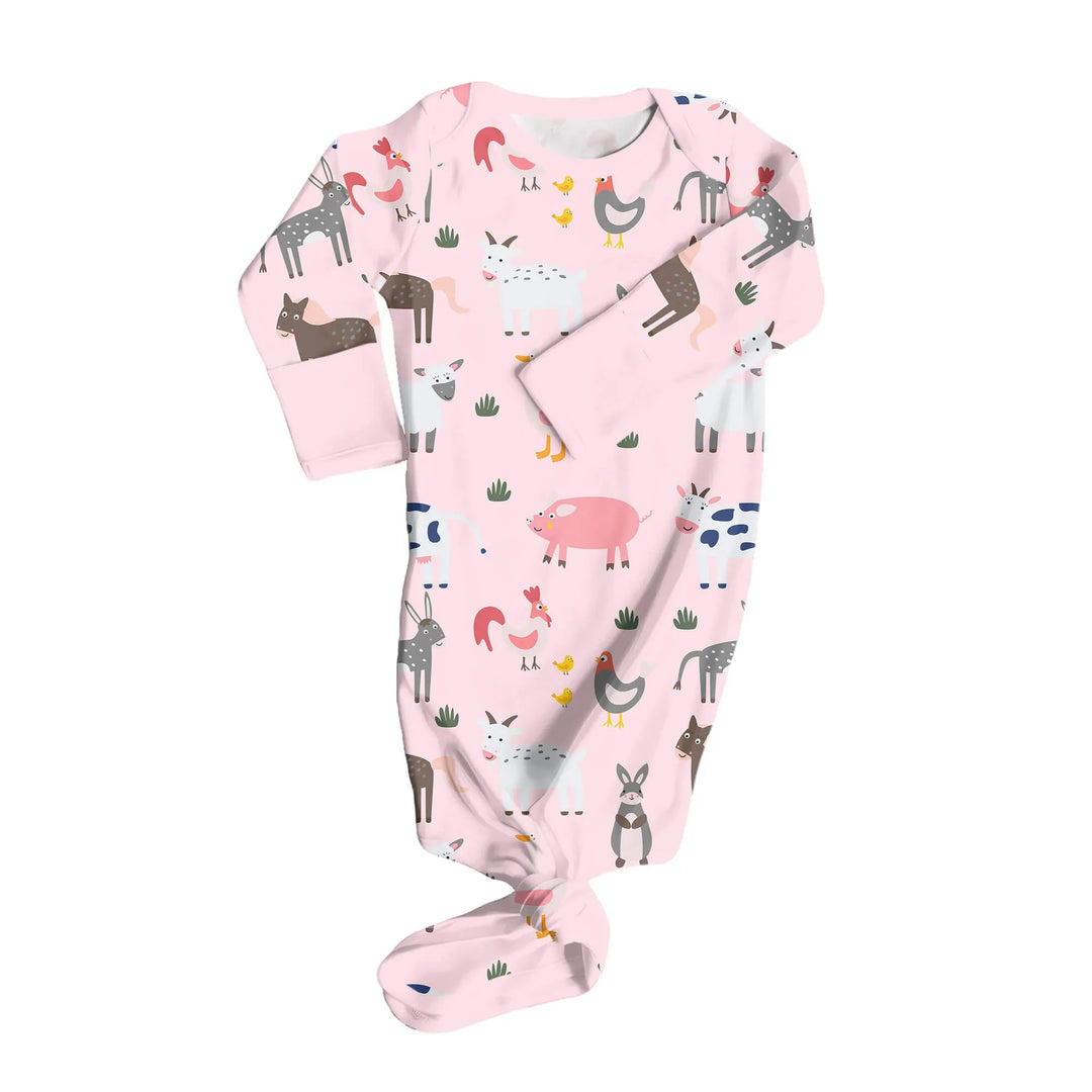Pink Farm Animals Knot Gown , Pink Farm Animals Knot Gown - Default Title